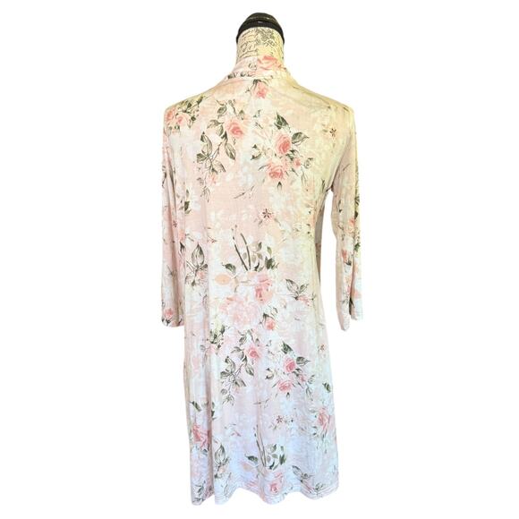 Posh Peanut Light Pink Rose Flower Bamboo Robe Medium NO BELT - Picture 3 of 5